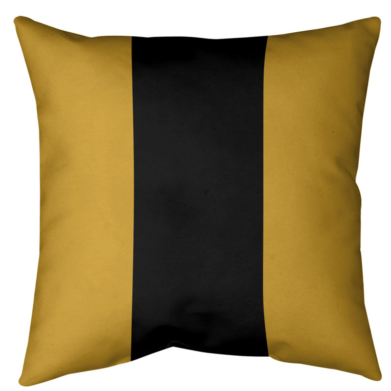 Coussin décoratif d'intérieur/d'extérieur, 16 po x 16 po, Or / noir