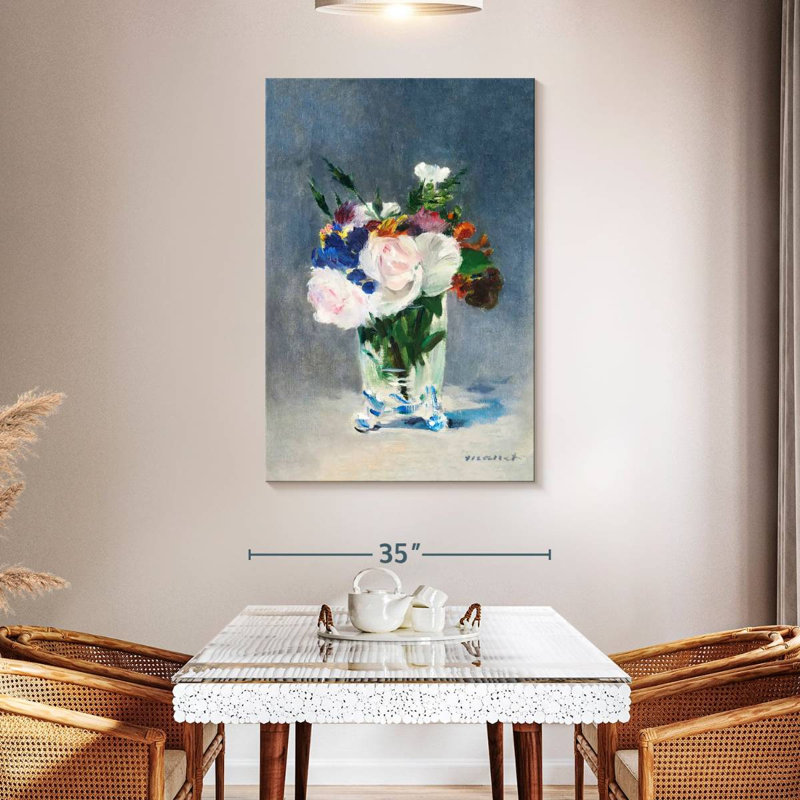 Fleurs dans un vase en cristal, H 48 po x l 32 po