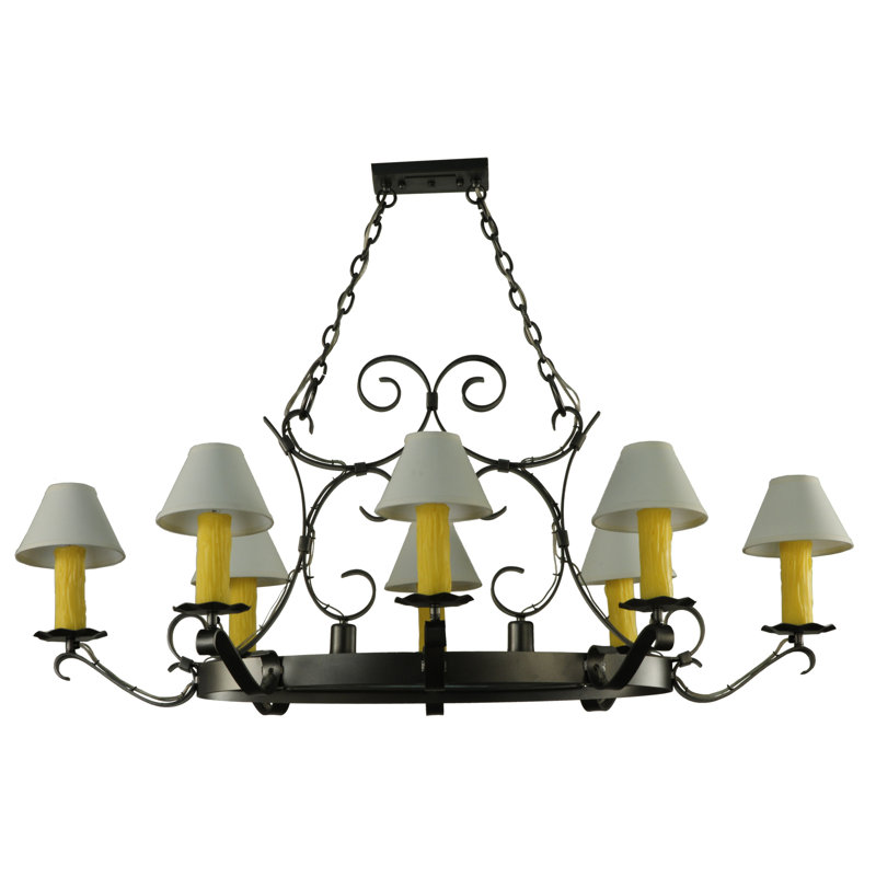Lustre ovale forgé à la main 56 lumières avec lumières encastrées L 56 "