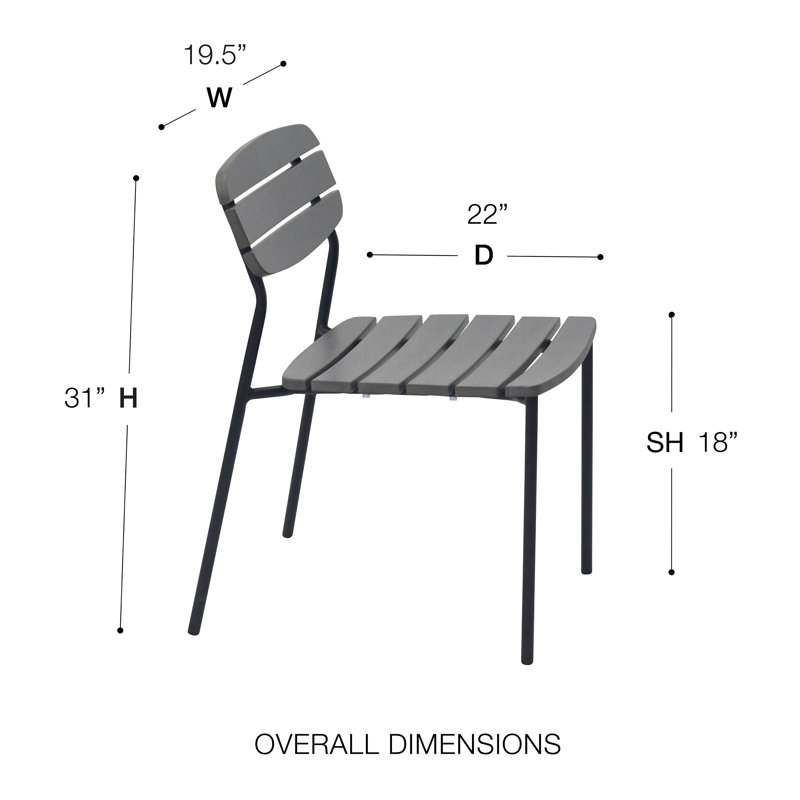 Chaise d'appoint d'extérieur avec cadre noir Yossif - ensemble de 2, Dark Grey/Black