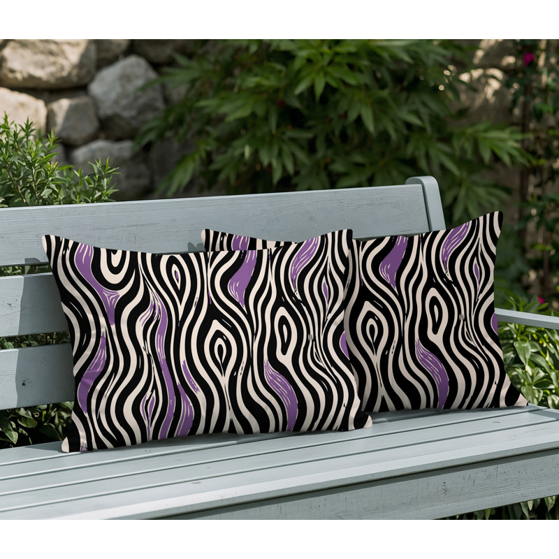 Oreiller réversible intérieur / extérieur à imprimé zébré Franki, 20x14, Purple