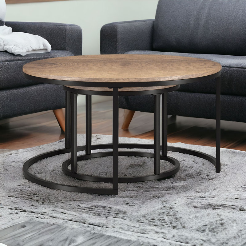 Watson Nesting Coffee Table, Black Grain, Black