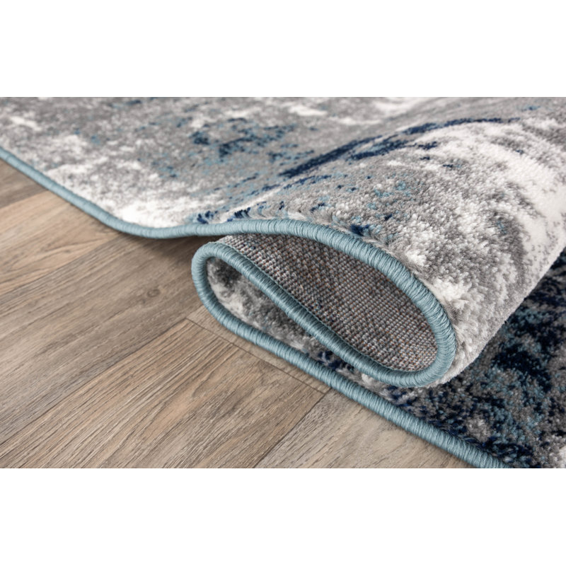Tapis gris / bleu / blanc Willington, Rectangle de 2 pi x 3 pi