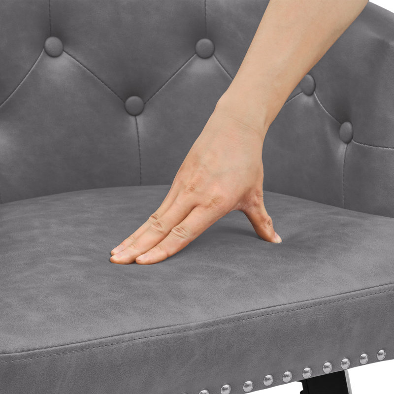 Tabouret de comptoir pivotant rembourré avec structure en métal, Gris