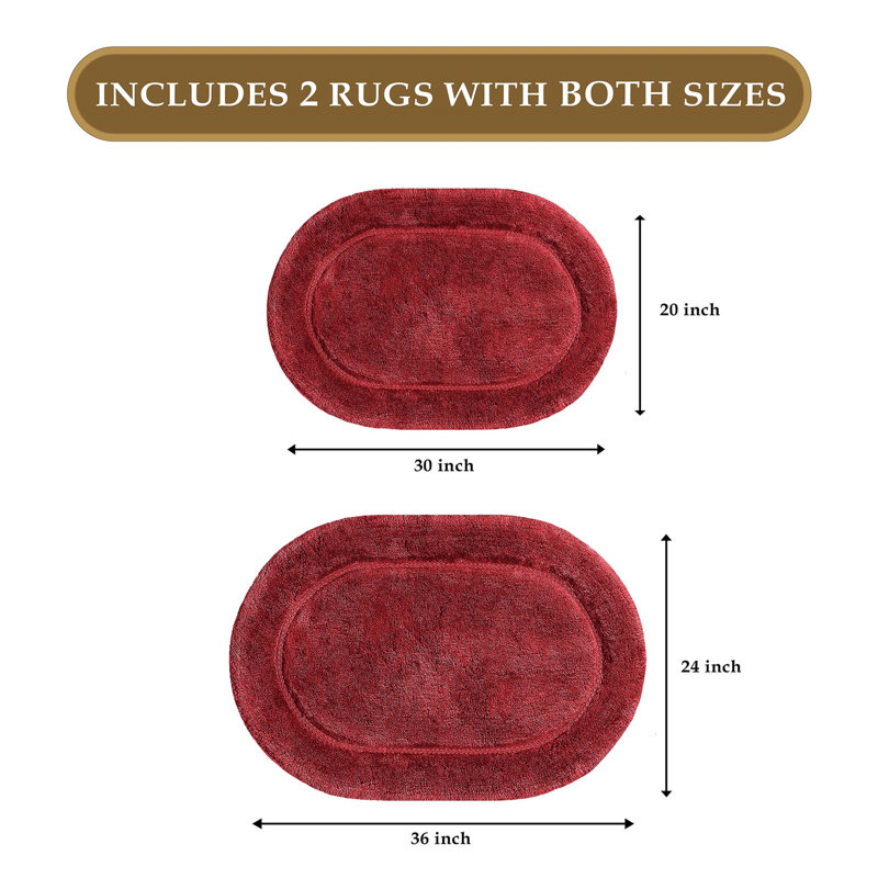 Ensemble de tapis de salle de bain 2 pièces Sandcliff, Ovale bourgogne