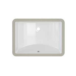 20" x 14" Undermount Bathroom Sink Rectangle White Ceramic Vanity Sink with Overflow