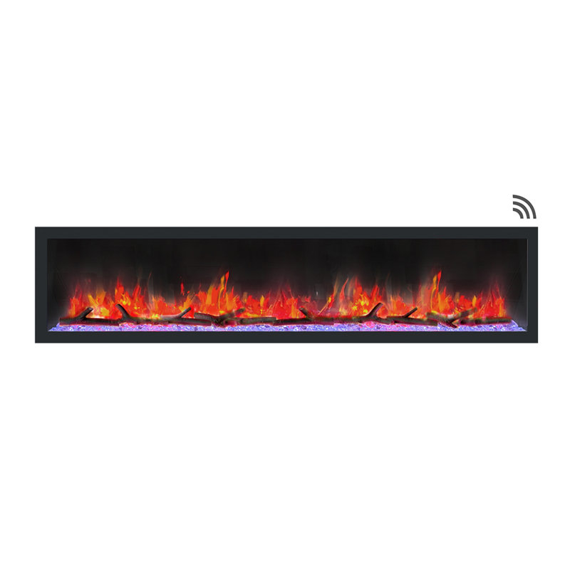 Dynasty Cascade Wall Mount Linear Electric Fireplace - Smart Technology Enabled - 400 SQ. FT., 20.25" H x 82.5" W x 6.5" D