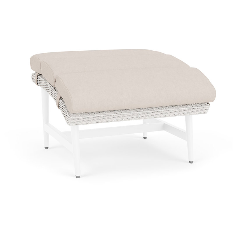 Cascade Outdoor Ottoman, Canvas Birds Eye, White