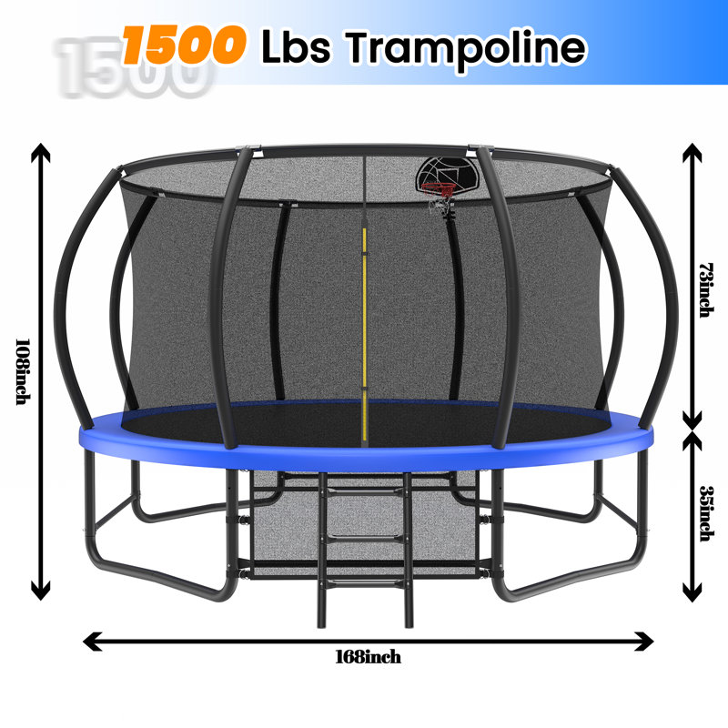 Trampoline 14 pi avec enceinte, Bleu