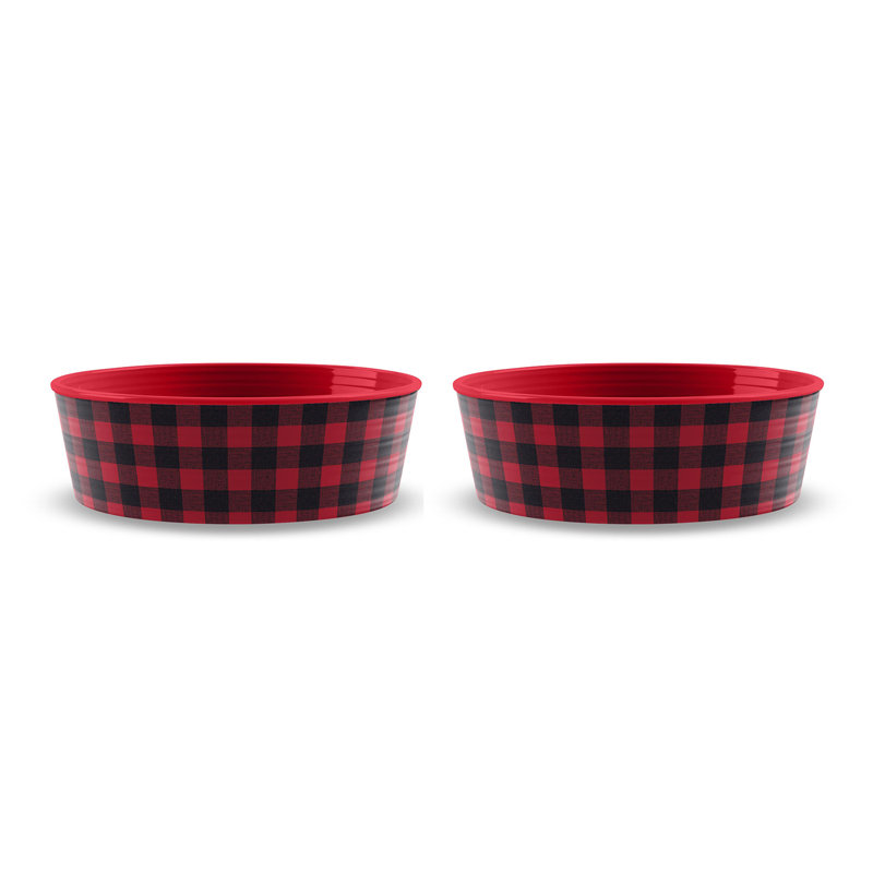 Check Melamine Pet Bowl - Medium - 4 Cups - Red