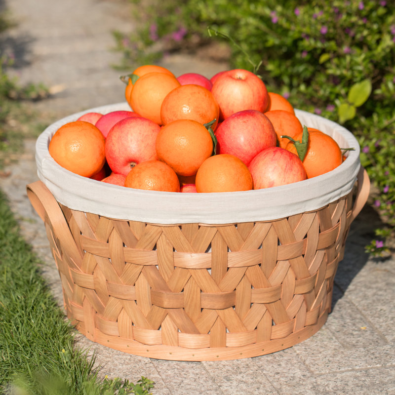 Panier à linge en bois manufacturé rond, H 9 po x l 16 po x P 16 po