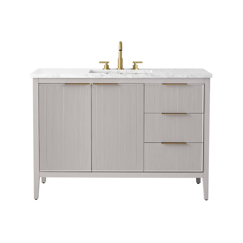 Emma 48" W Single Vanity, Taupe/Brushed Bronze