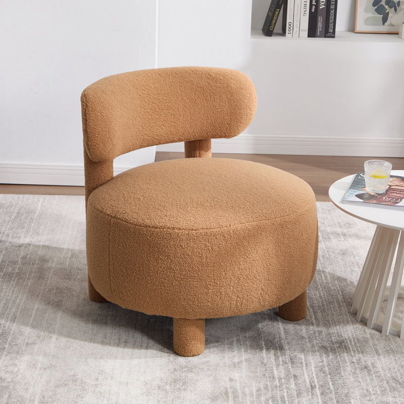 Chaise d'appoint rembourrée en tissu Teddy, Kaki