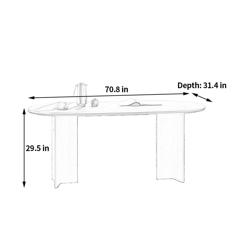 Retro style practical dining table, 29.5"H x 70.8"L x 31.4"W