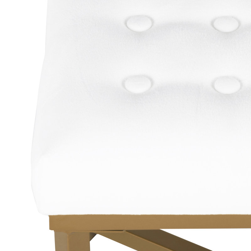 Mikey 24'' Wide Velvet Tufted Rectangle Standard Ottoman, White