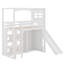 Lit mezzanine en bois avec garde-robe, tablettes de rangement, glissoire et DEL