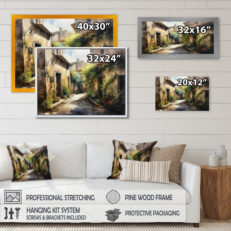 Ribana Mediterranean Village Street II sur impression sur toile, H 34 po x l 44 po x P 1,5 po, Toile tendue