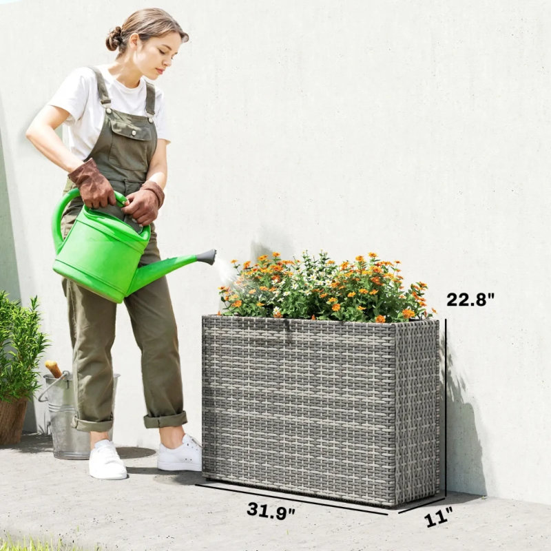 Jardinières surélevées confortables, acier et rotin, style moderne pour patio