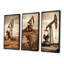 Moderne moderne, champ de forage en sépia, ensemble de 3 impressions sur toile-920718366-920718339