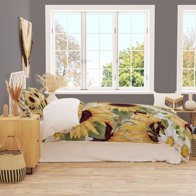 Floral Duvet Cover, King Duvet Cover + 2 King Shams