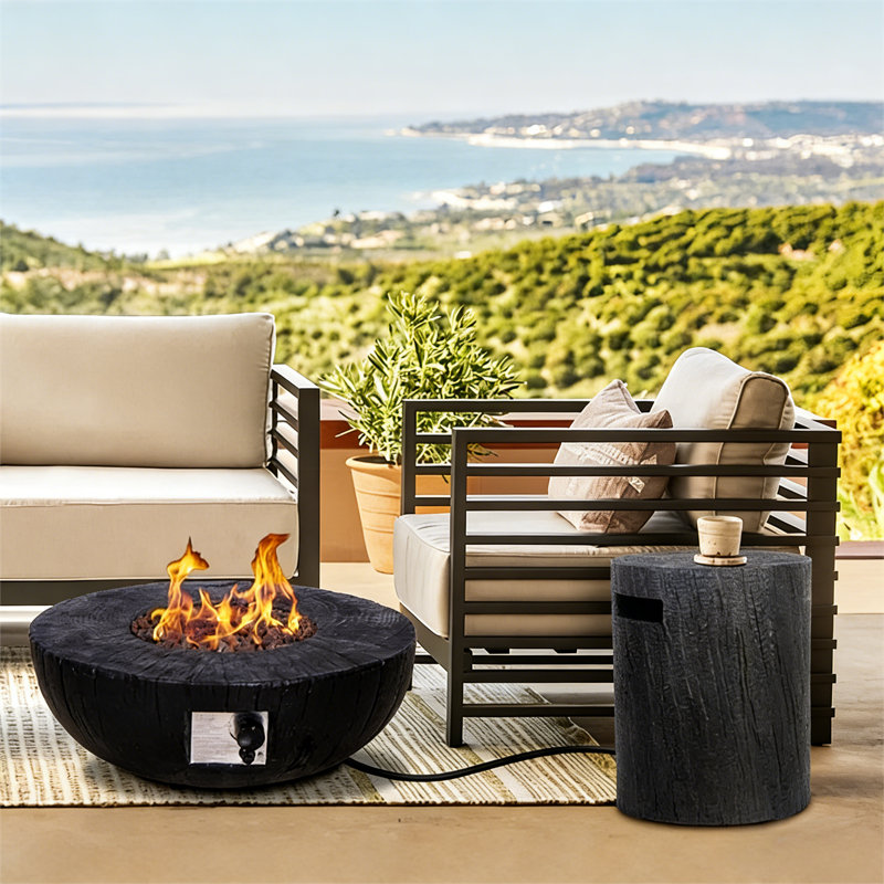  Propane 30,000 Btu Outdoor Gas Fire Pit With Propane Tank Cover