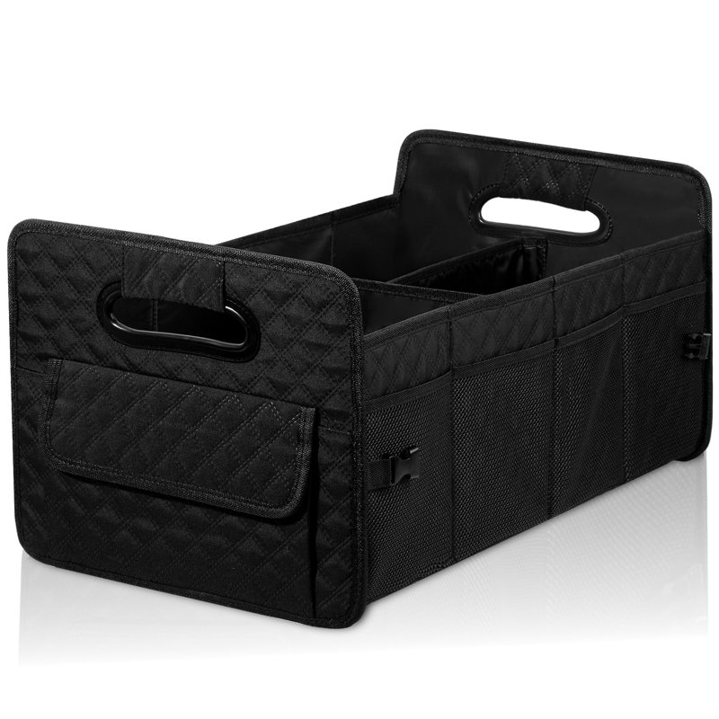 Car Trunk Organizer For SUV, Car Storage Organizer Collapsible Multi Compartment Container Box, Adjustable Car Accessories, Large Black