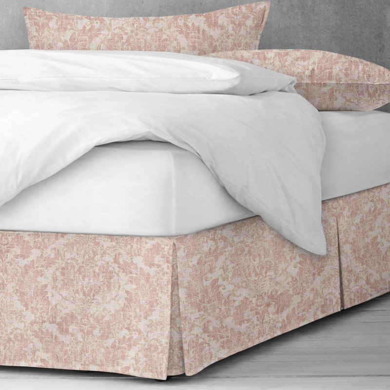 Bordeau Linen Bed Skirt, Twin, 15", Blush