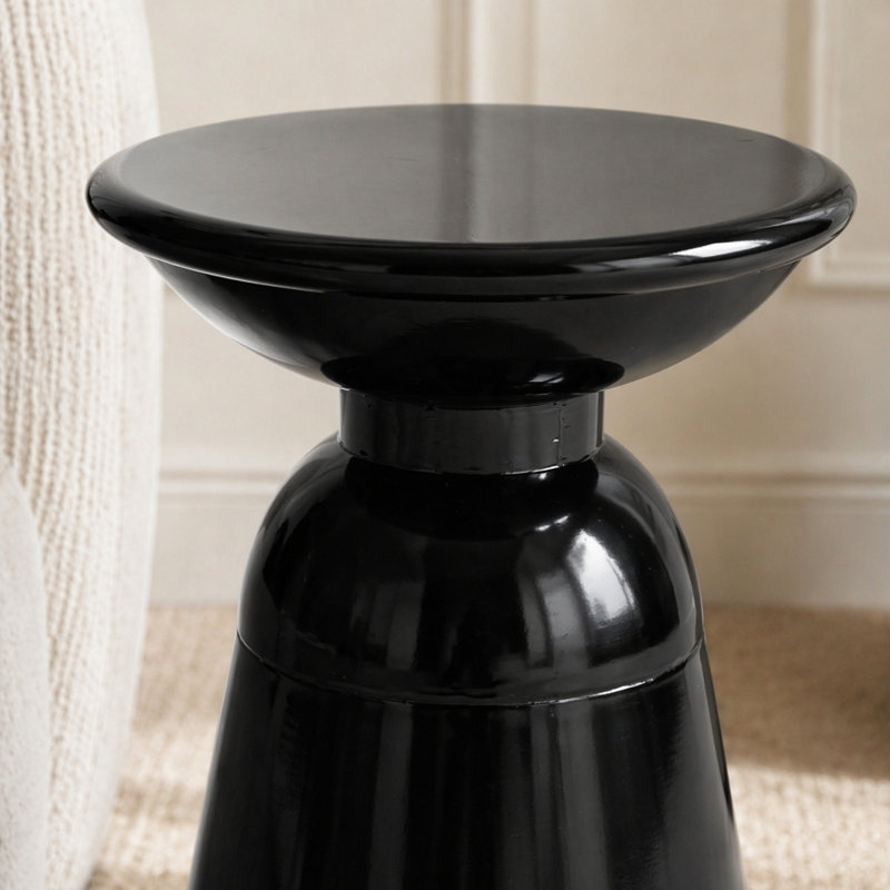 Table de bout d'extérieur en métal - Grand, H 20,78 po x l 15 po x P 15,03 po, Noir, Noir, Noir