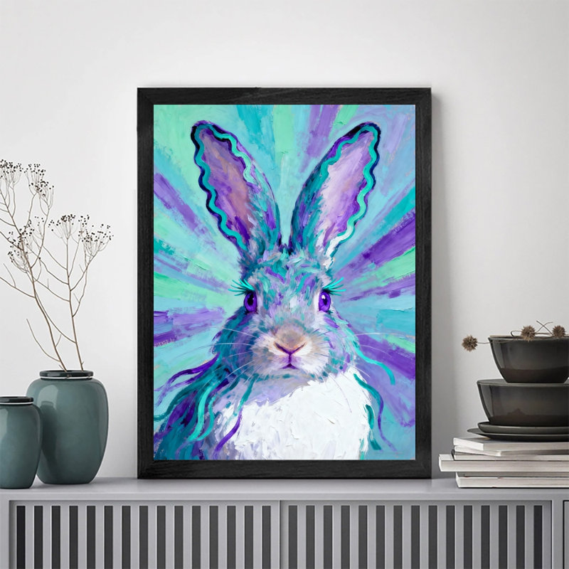 «Black», encadré rétro et coloré, adorables lapins, art mural, impressions de style rétro, H 11 po x l 9 po