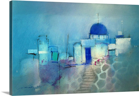 «Santorini Blue» par John Lovett, reproduction d'art, H 20 po x l 30 po x P 1,5 po, Toile