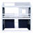 Twin Size Bunk Bed with Playhouse Tent, Wooden Kids Loft Bed, Pinewood Treehouse Design, Blue+White-573717032-573717033