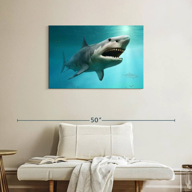 Brampt Extinct Megalodon Shark, 24'' H x 36'' W