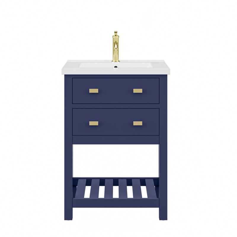 Meuble-lavabo simple chromé 24 po Putcha Viola, Doré, Bleu monarque