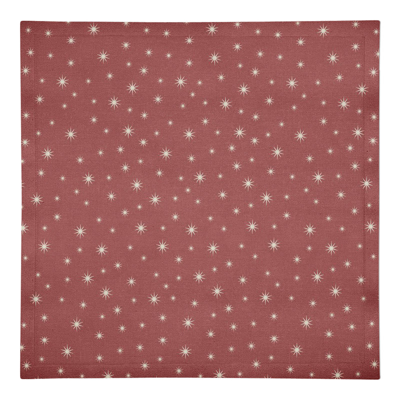 Cabane Cotton Twill Geometric Square Napkin, Red