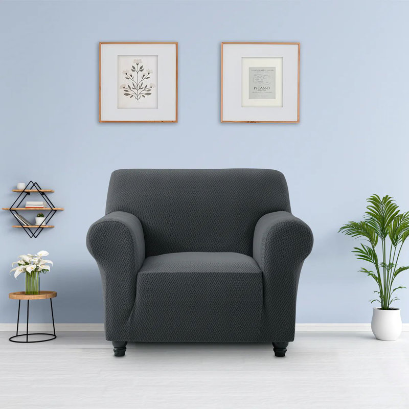 Premium Stretch Spandex Sofa Slipcover (Wrinkle-Free) , Black, 179cm H x 165cm W
