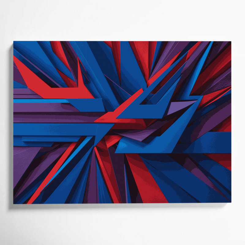 «Geometric Abstraction 6», art mural sur toile mauve, H 16 po x l 20 po