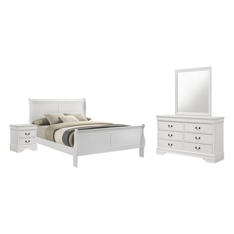 Ensemble de chambre à coucher 4 pièces 4 pièces, Blanc, Très grand