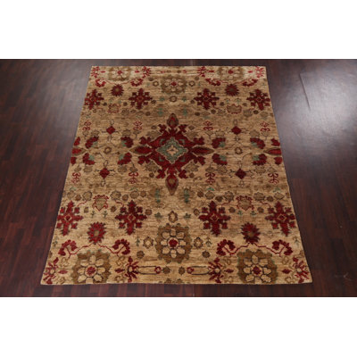 Tapis unique en jute / sisal beige / brun / rouge noué à la main 7 pi 11 po x 9 pi 9 po One-of-a-Kind