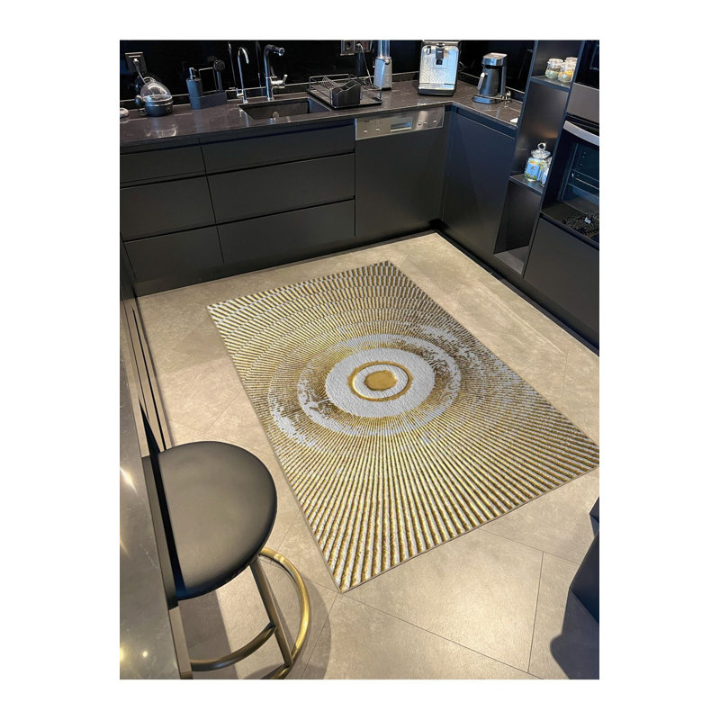Tapis lavable à motif de cercles doux, Tapis de couloir 3 pi 3 po x 6 pi 7 po inclus