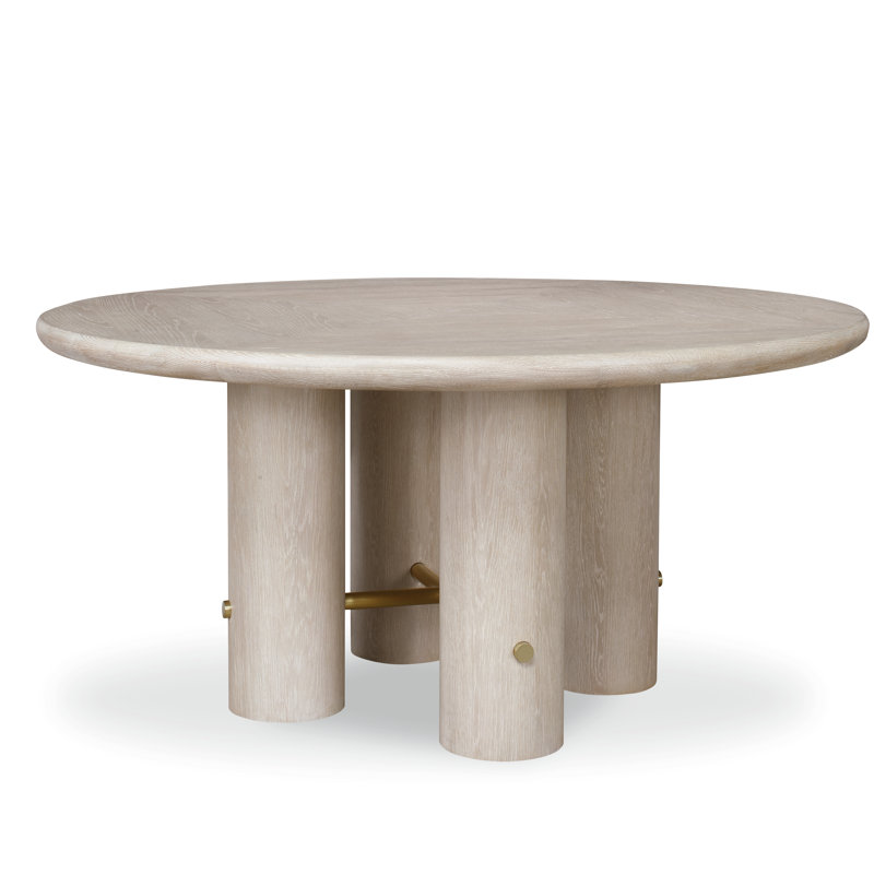 Cadence Round Solid Oak Dining Table, Sand Cerused