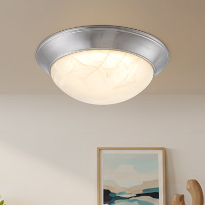11.5 In. Modern Satin Nickel Selectable 3 Cct Dimmable Integrated Led Flush Mount For Kitchens Or Bedrooms