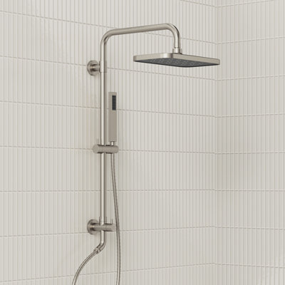 Wall Mount Rainfall Shower System, Dual‑Function Shower Head with Slide Bar, Handheld Shower