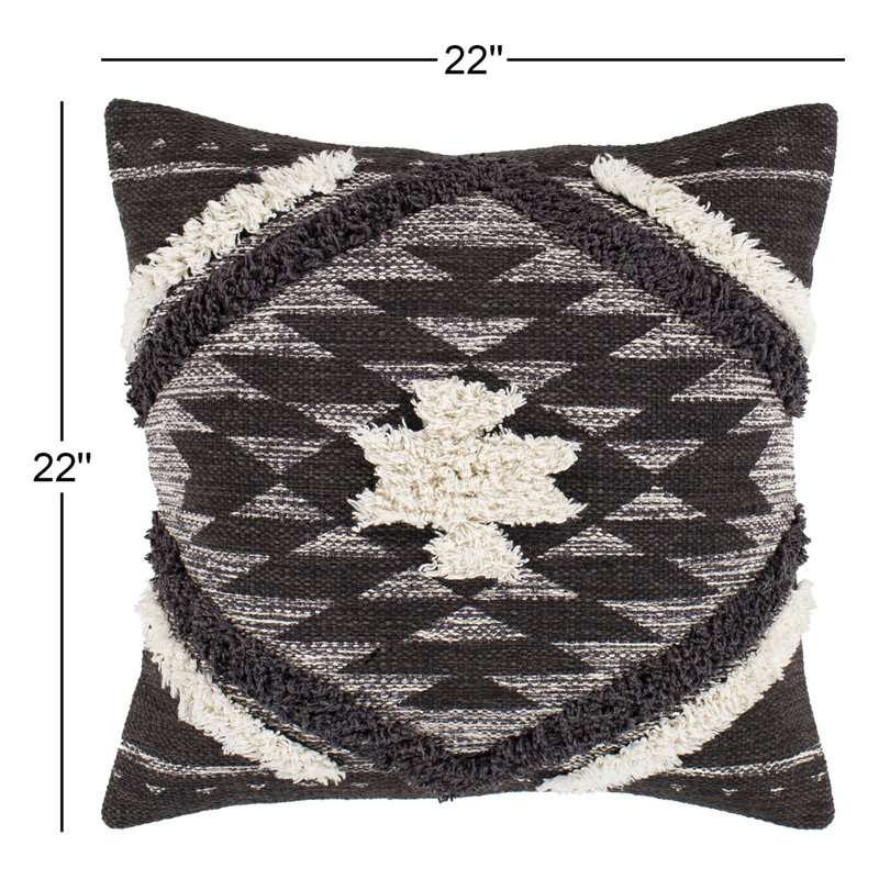 Housse de coussin en coton Lenor, Brun foncé / noir, 22 po x 22 po