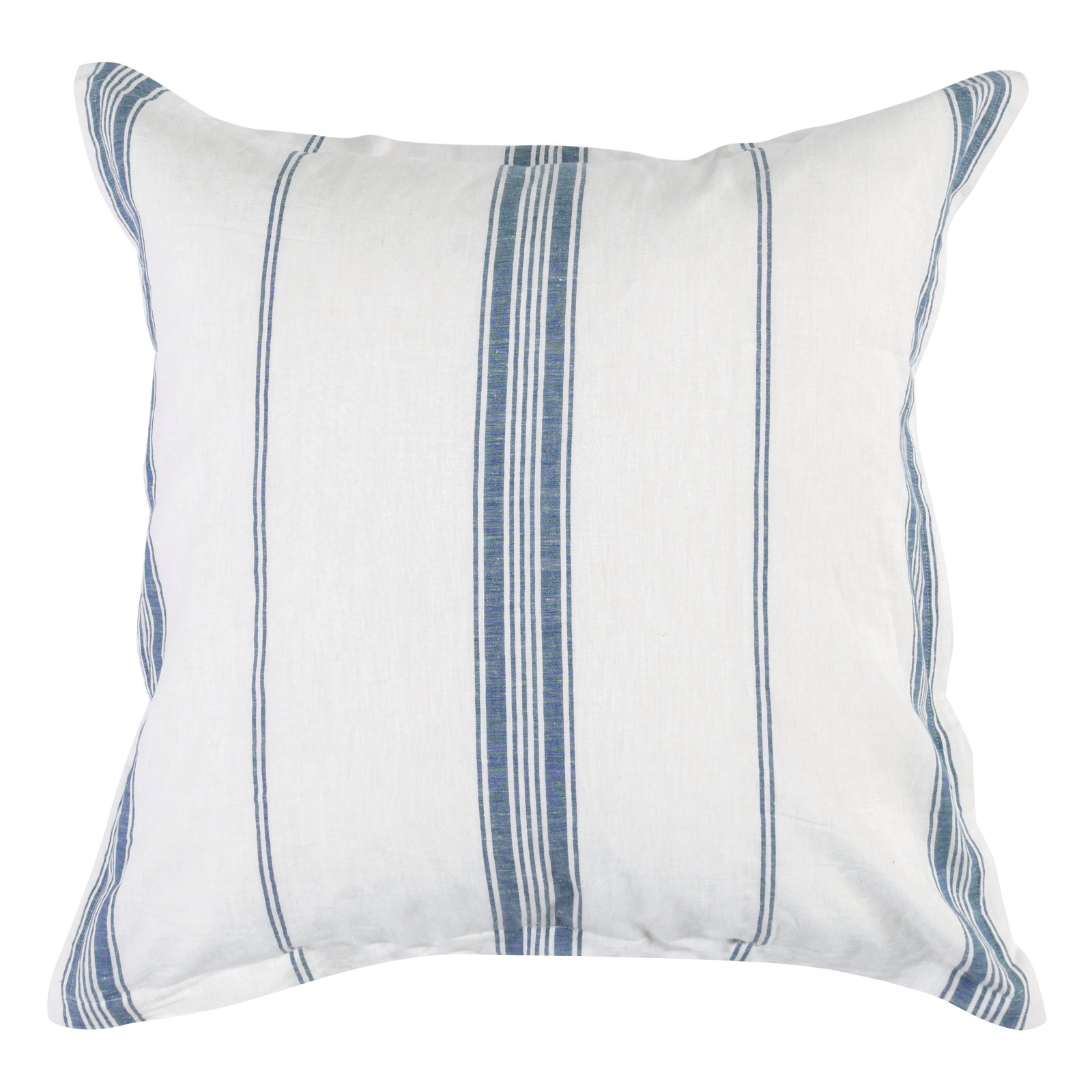 Fleta Stripe Cotton Blend Sham, Euro, White/Blue Stripe
