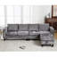 [NOUVEAU] [Canapé modulaire à 5 places, avec repose-pieds avec rangement, canapé modulaire convertible, canapé en L, méridienne réversible, canapé riveté, chenille, gris