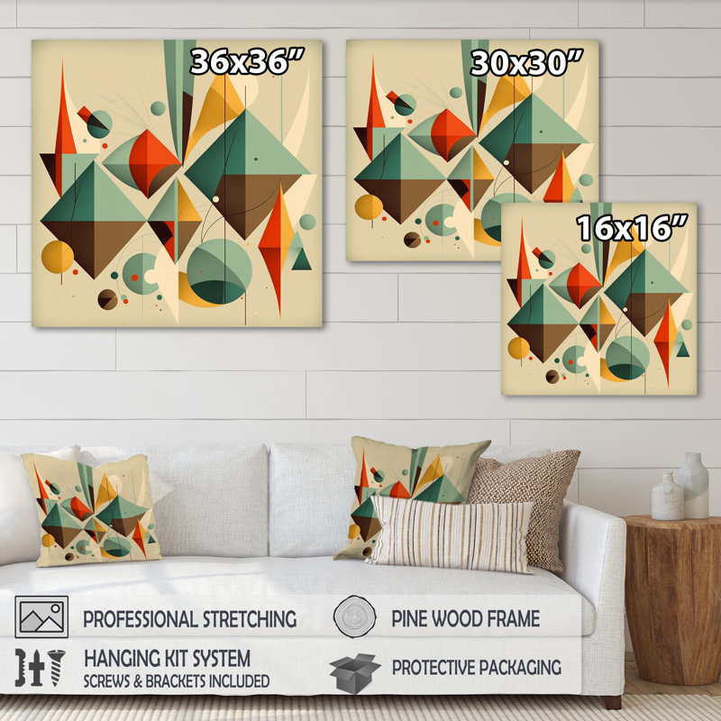 Dimensions Mid-Century rétro III - impression sur toile tendue, L 36 po x H 36 po