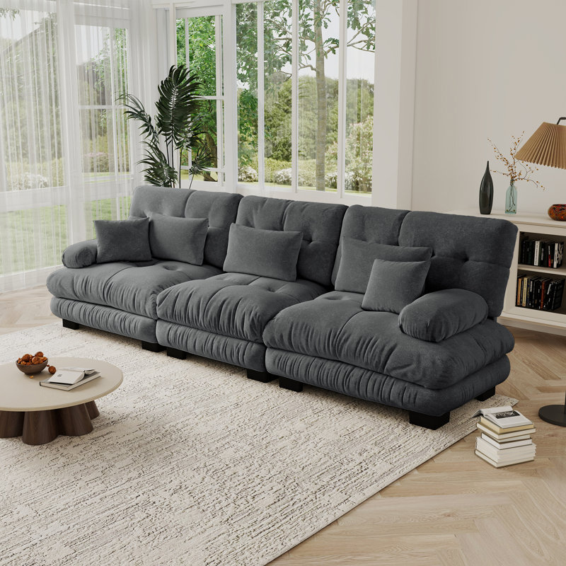 Canapé Cloud Couch 3 places pour le salon, tissu chenille, Gris