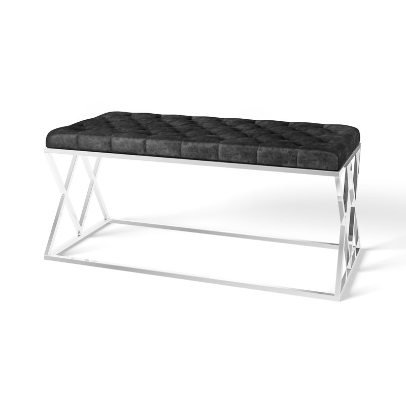 Gattis Upholstered Velvet Bench, Black