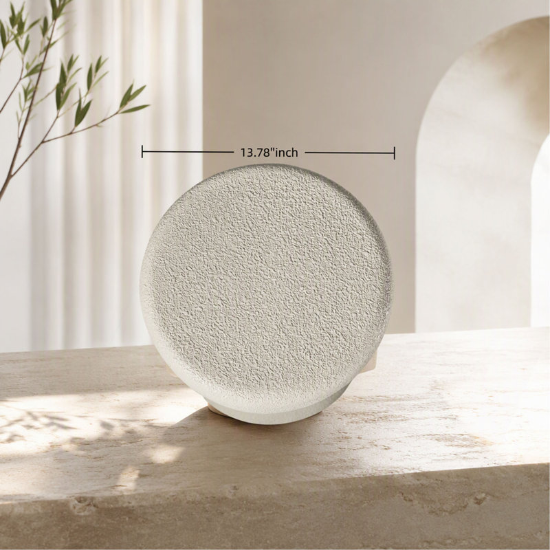 Table d'appoint 16,14 po x 13,78 po x 21,65 po empilable organique sculpturale, table de bout ronde en fibre de verre texturée crème pour le coin du canapé du salon, aucun assemblage requis.