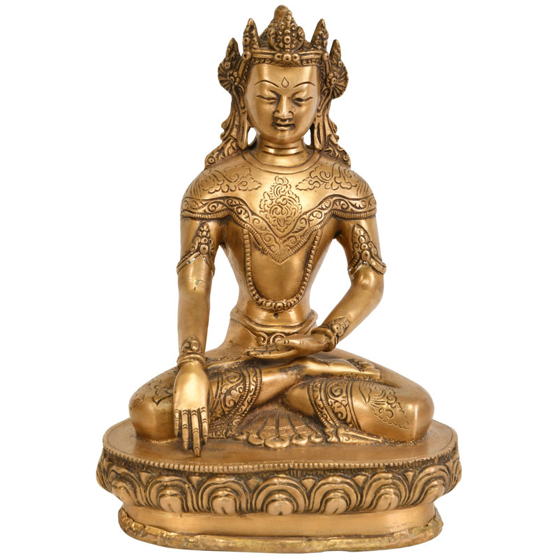 Bouddha tibétain bouddha couronné à Bhumisparsha Mudra